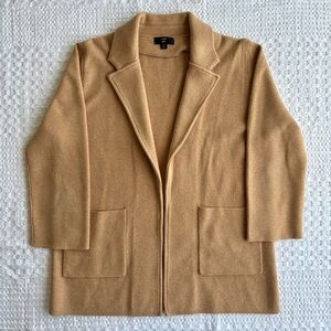 J Crew Sophie Open Front Sweater Blazer in Camel Tan, Women’s Medium Wool Blend